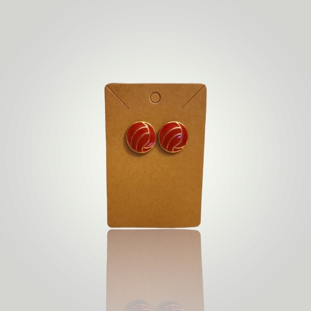 3 for $15 - Round Red and Gold Stud Earrings